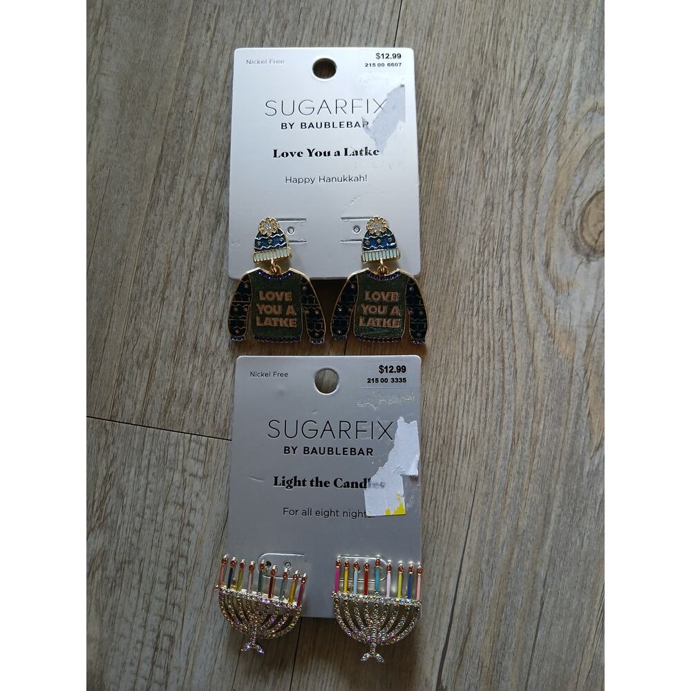 Sugarfix by Baublebar Earring LOT OF 2 Hanukkah Menorah & Latke B